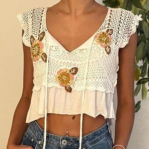 Joystick Handmade BOHO Crochet Crop Top
